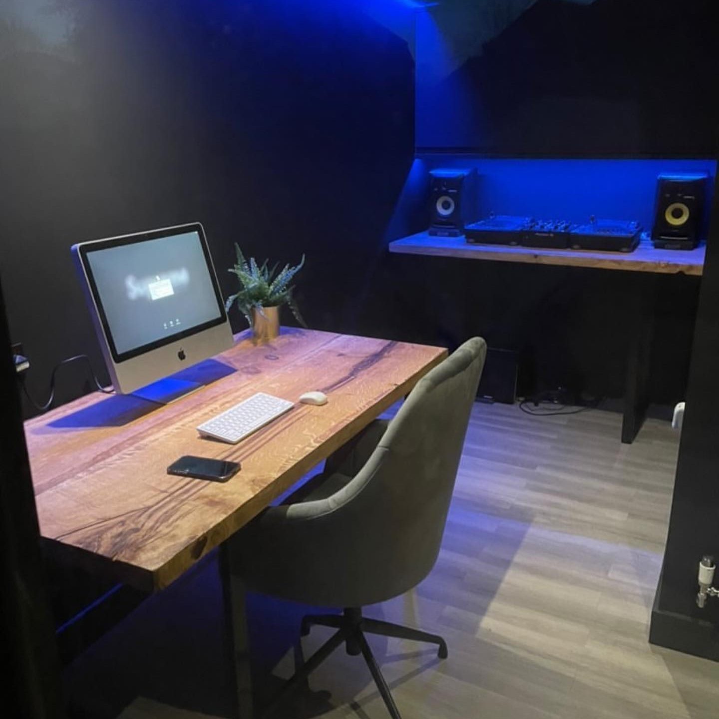 Custom made desk and self for small studio